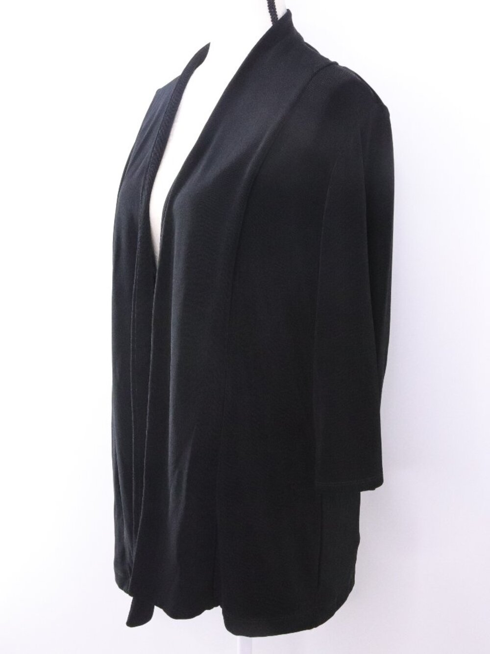 Chico's Travelers Open Front Cardigan Size 3 XL Black Acetate Stretch